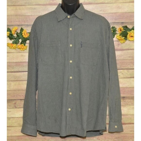 Abercrombie Fitch Shirt Men's XL Olive Green Button Up Plaid Vintage 90's Y2K - Picture 1 of 9